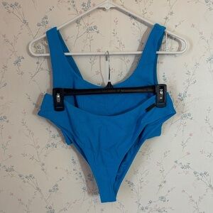 Blue Ribbed Swimsuit